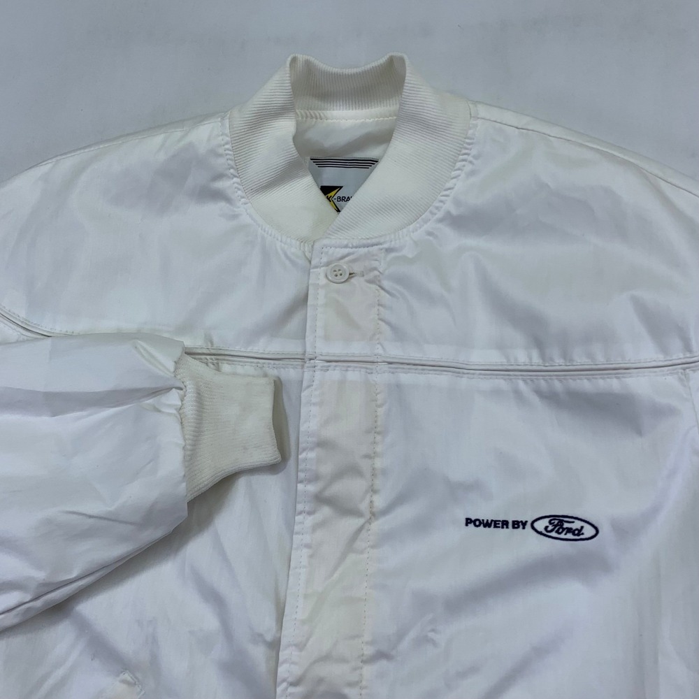 Vintage K-Brand Bomber Jacket‎ Large Power By Ford Jacket White Motorsport 90s